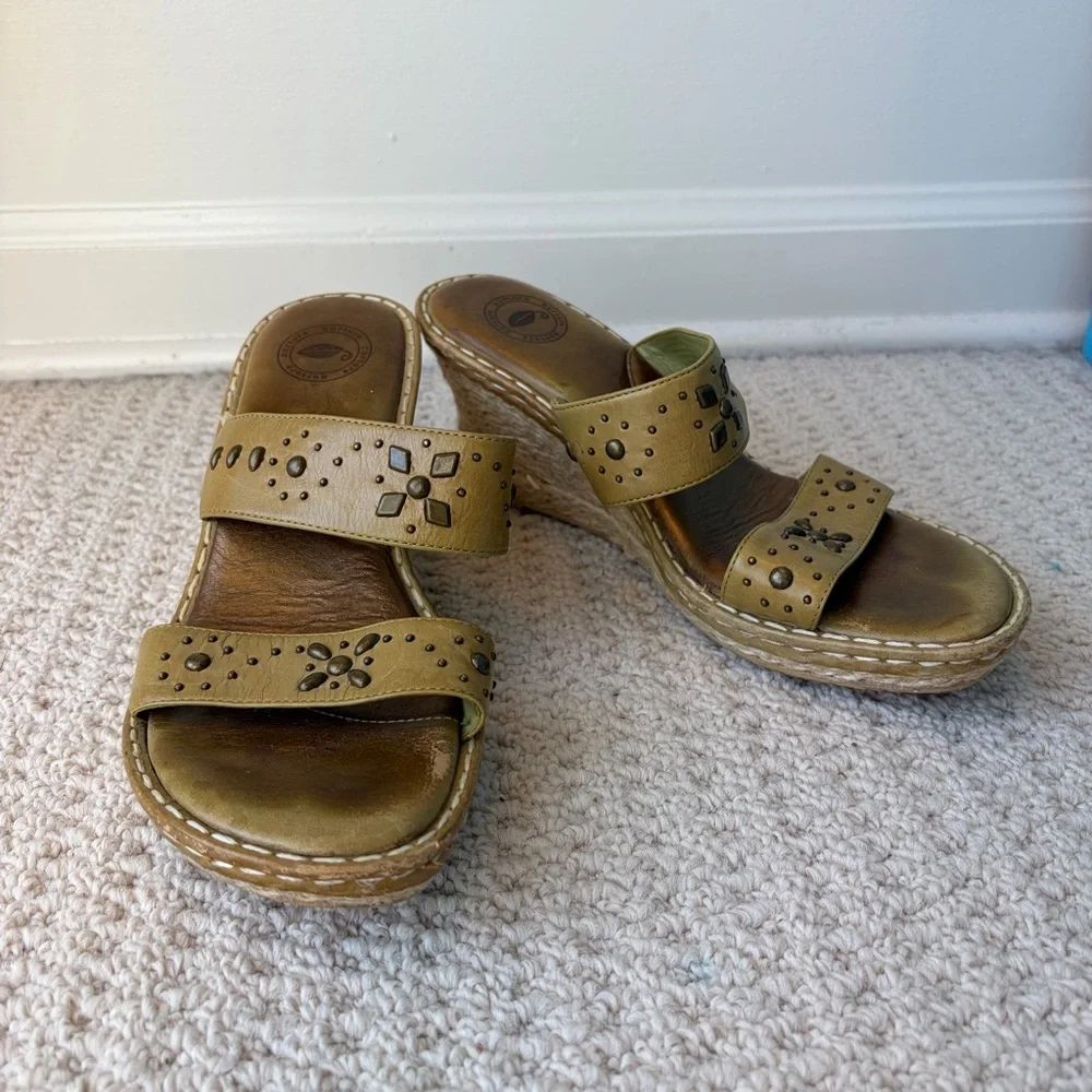 Nuture Wildflower Studded Wedge Sandals Earthy Boho Hippie